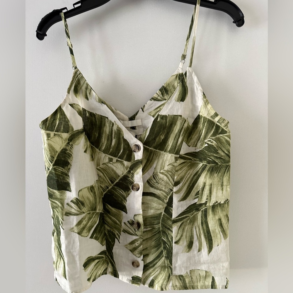 Palm print button down tank